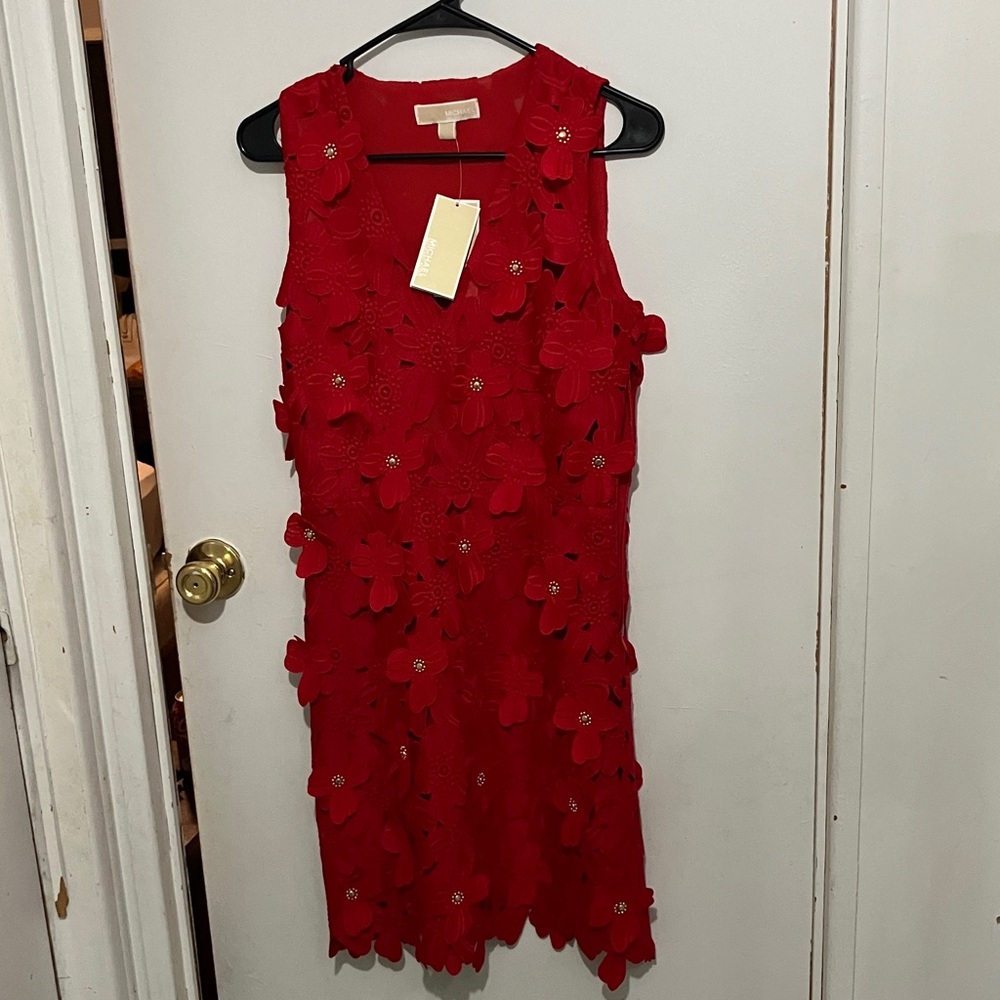 MICHAEL Michael Kors Red Floral Midi Dress